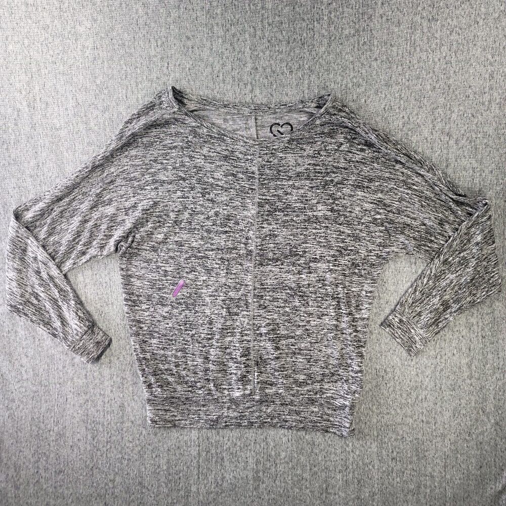 Live Love Dream Top Womens L Large Gray Knit Long Sleeve Dolman Pullover Soft